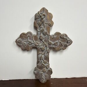 Cross‎ Wall Hanging Grape Design 9 X 6.5" Vintage Cross